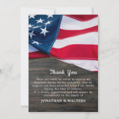アメリカ国旗の写真記念軍隊葬儀 サンキューカード (裏面)