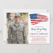 アメリカ国旗の写真軍隊遠くにパーティー 招待状 (正面)