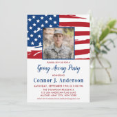 アメリカ国旗の写真軍隊遠くにパーティー 招待状 (スタンド正面)
