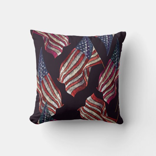 アメリカ国旗の刺繍:愛国模様。 クッション (正面)