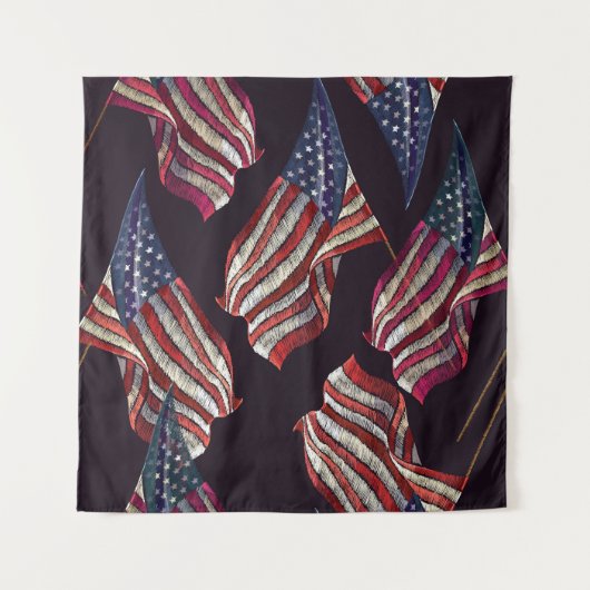 アメリカ国旗の刺繍：愛国模様。 タペストリー (正面)