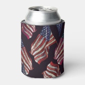 アメリカ国旗の刺繍：愛国模様。 缶クーラー (缶正面)