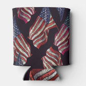 アメリカ国旗の刺繍：愛国模様。 缶クーラー (裏面)