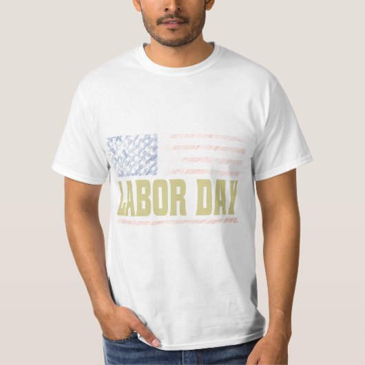 アメリカ国旗の労働実在日懸命労働者 Tシャツ (正面)