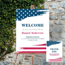 アメリカ国旗の卒業パーティー歓迎サイン