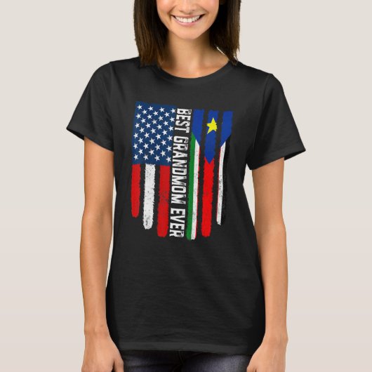 アメリカ国旗の南スーダン最高の国旗の祖母 Tシャツ (正面)