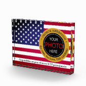 アメリカ国旗の名前バッジ，退職/米国事務所 フォトブロック (右)