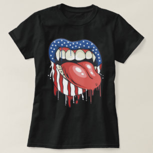 アメリカ国旗の吸血鬼の唇 Tシャツ