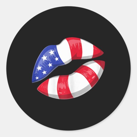 アメリカ国旗の唇7月4日(土) ラウンドシール (正面)