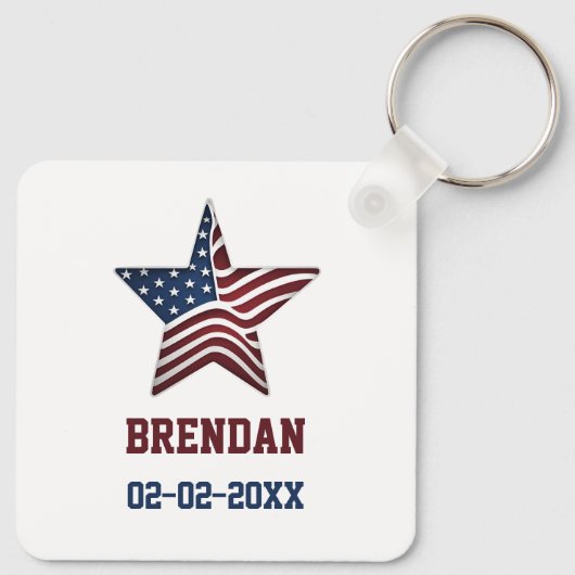 アメリカ国旗の地味なスター、壮麗な記念日 キーホルダー (裏面)
