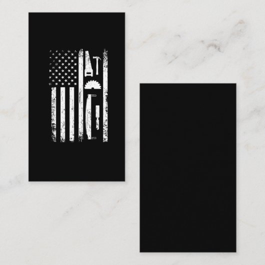 アメリカ国旗の大工ツール木工職人 名刺 (正面/裏面)