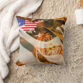 アメリカ国旗の太陽光線カウボーイハットラッソー クッション (ブランケット)