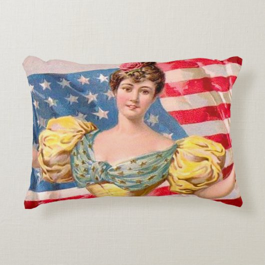 アメリカ国旗の女性の自由の独立 アクセントクッション (正面)