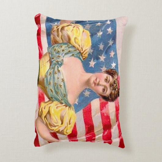 アメリカ国旗の女性の自由の独立 アクセントクッション (裏面(縦))