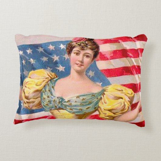 アメリカ国旗の女性の自由の独立 アクセントクッション (裏面)