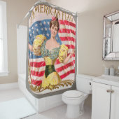 アメリカ国旗の女性の自由の独立 シャワーカーテン (インサイチュ)