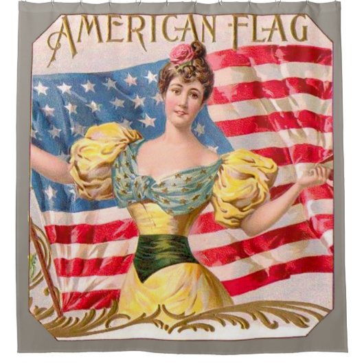 アメリカ国旗の女性の自由の独立 シャワーカーテン (正面)