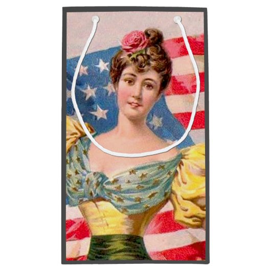 アメリカ国旗の女性の自由の独立 スモールペーパーバッグ (裏面)