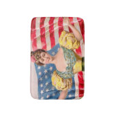 アメリカ国旗の女性の自由の独立 バスマット (正面縦)
