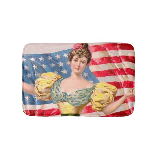 アメリカ国旗の女性の自由の独立 バスマット (正面)