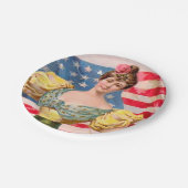 アメリカ国旗の女性の自由の独立 ペーパープレート (アングル)
