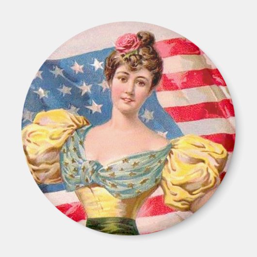 アメリカ国旗の女性の自由の独立 マグネット (正面)