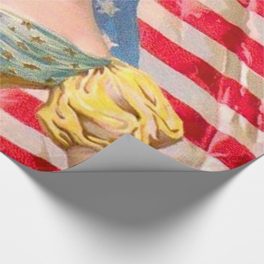 アメリカ国旗の女性の自由の独立 ラッピングペーパー (角)