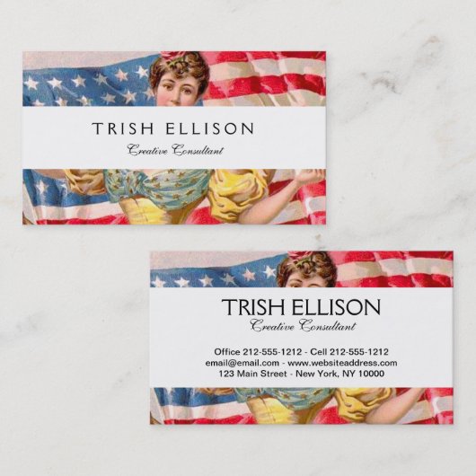 アメリカ国旗の女性の自由の独立 名刺 (正面/裏面)