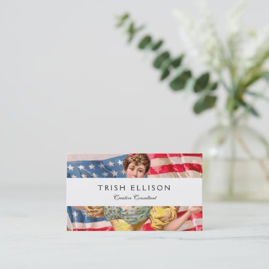 アメリカ国旗の女性の自由の独立 名刺 (スタンド正面)