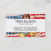 アメリカ国旗の女性の自由の独立 名刺 (裏面)