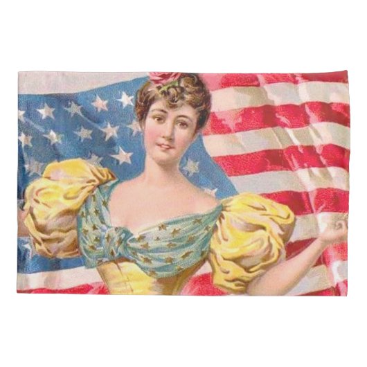 アメリカ国旗の女性の自由の独立 枕カバー (裏面)
