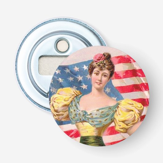 アメリカ国旗の女性の自由の独立 栓抜き (正面)
