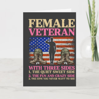 アメリカ国旗の女性退役軍人 おもしろTシャツ カード