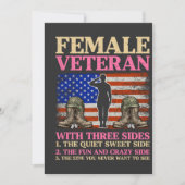 アメリカ国旗の女性退役軍人 おもしろTシャツ サンキューカード (正面)