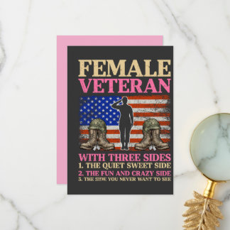 アメリカ国旗の女性退役軍人 おもしろTシャツ サンキューカード