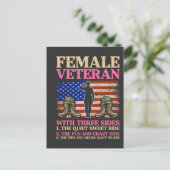 アメリカ国旗の女性退役軍人 おもしろTシャツ ポストカード (スタンド正面)