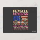 アメリカ国旗の女性退役軍人 おもしろTシャツ ポストカード (裏面)
