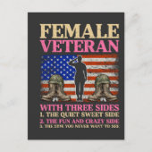 アメリカ国旗の女性退役軍人 おもしろTシャツ ポストカード (正面)