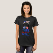 アメリカ国旗の女考え性Sti中Messy Bun Tシャツ (正面フル)