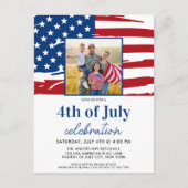 アメリカ国旗の家族の写真7月4日のパーティー インビテーションポストカード (正面)
