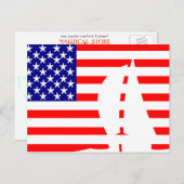 アメリカ国旗の帆船航海の ポストカード (正面/裏面)