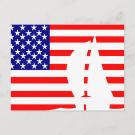 アメリカ国旗の帆船航海の ポストカード