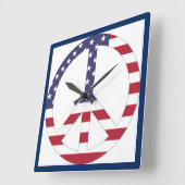 アメリカ国旗の平和の標識 スクエア壁時計 (傾斜)