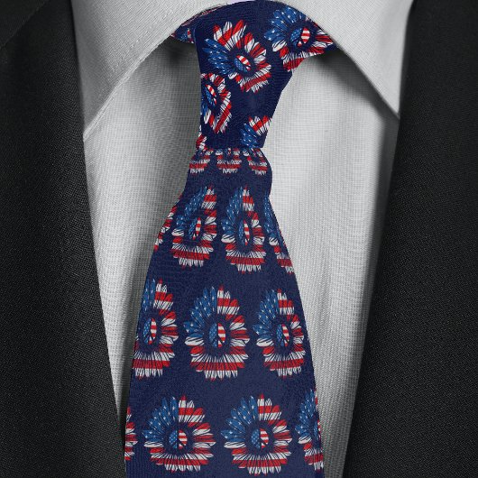 アメリカ国旗の平和ひまわり ネクタイ