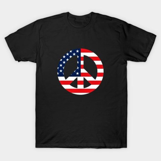 アメリカ国旗の平和サイン平和シンボルUSA Tシャツ