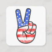 アメリカ国旗の平和サイン手TシャツJu4番 スクエア名刺 (裏面)