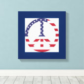 アメリカ国旗の平和サイン キャンバスプリント (インサイチュ (ウッドフロア))