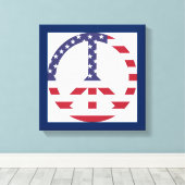 アメリカ国旗の平和サイン キャンバスプリント (インサイチュ (ウッドフロア))