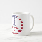 アメリカ国旗の平和サイン コーヒーマグカップ (正面右)