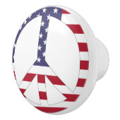 アメリカ国旗の平和サイン セラミックノブ (右)